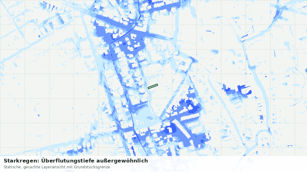 Statische Kartenansicht: Starkregen: Überflutungstiefe außergewöhnlich