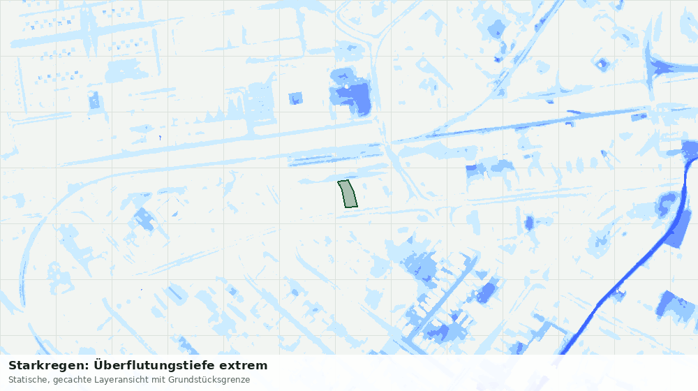 Statische Kartenansicht: Starkregen: Überflutungstiefe extrem