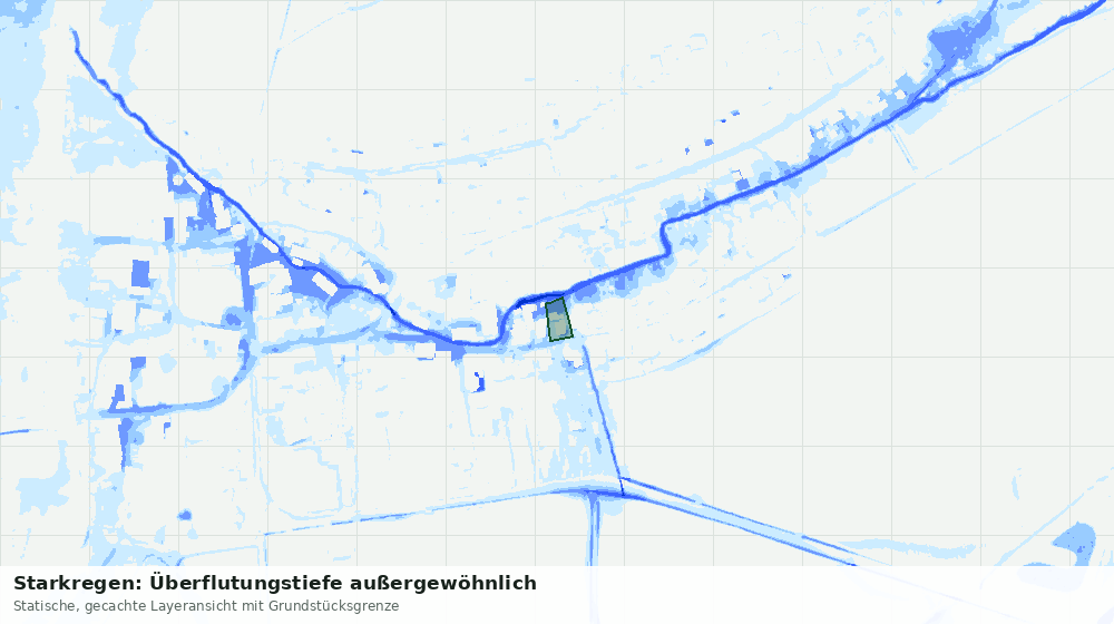Statische Kartenansicht: Starkregen: Überflutungstiefe außergewöhnlich