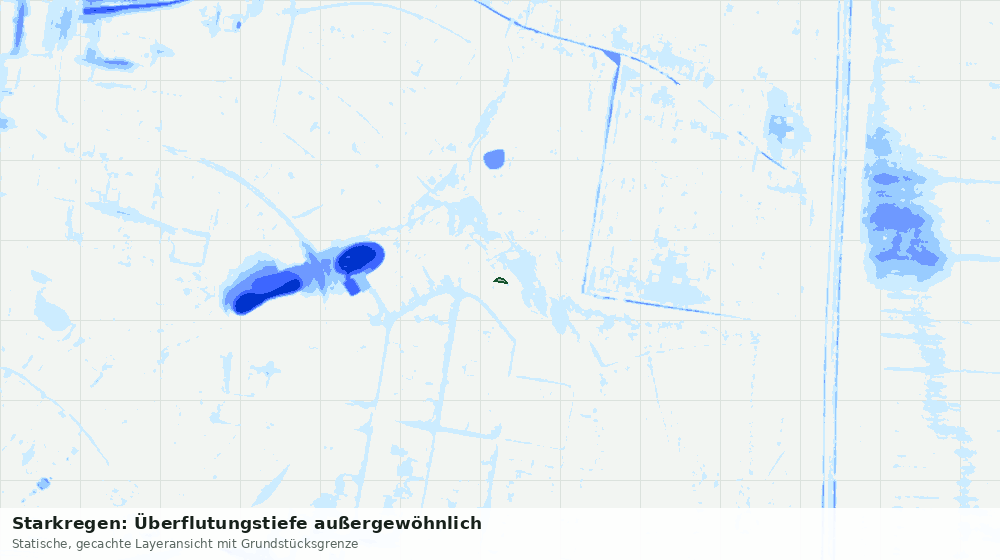 Statische Kartenansicht: Starkregen: Überflutungstiefe außergewöhnlich