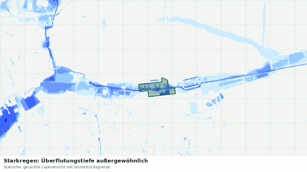 Statische Kartenansicht: Starkregen: Überflutungstiefe außergewöhnlich