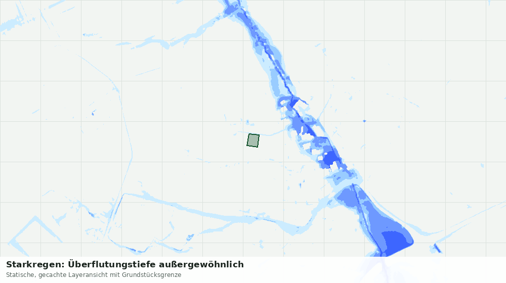 Statische Kartenansicht: Starkregen: Überflutungstiefe außergewöhnlich