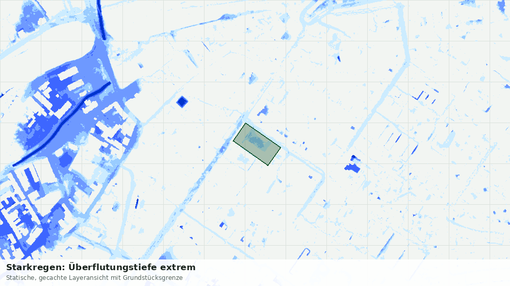 Statische Kartenansicht: Starkregen: Überflutungstiefe extrem