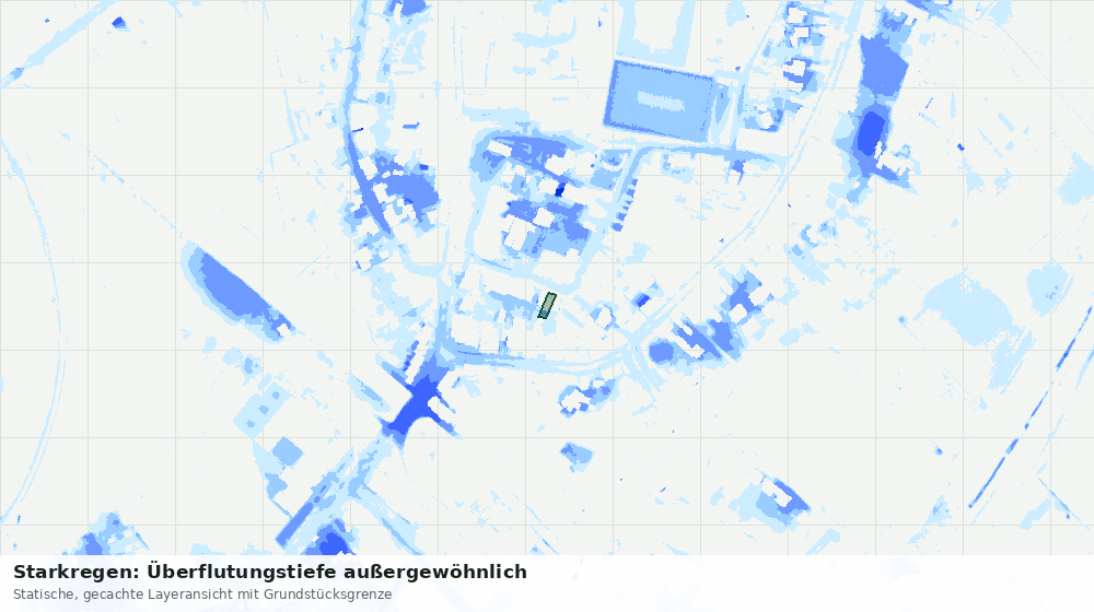 Statische Kartenansicht: Starkregen: Überflutungstiefe außergewöhnlich