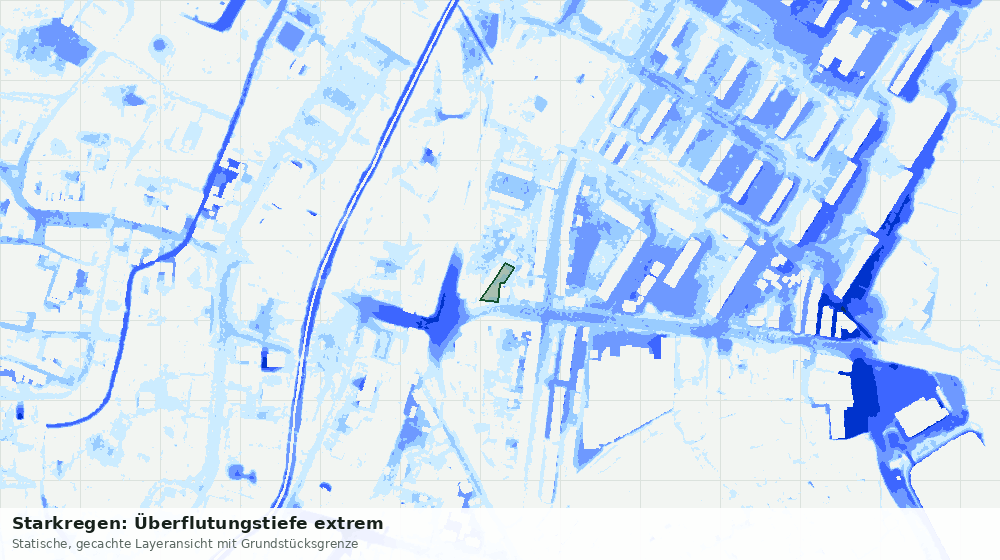 Statische Kartenansicht: Starkregen: Überflutungstiefe extrem
