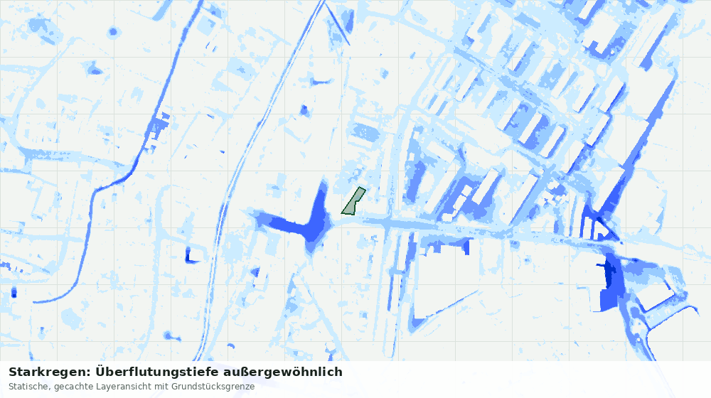 Statische Kartenansicht: Starkregen: Überflutungstiefe außergewöhnlich