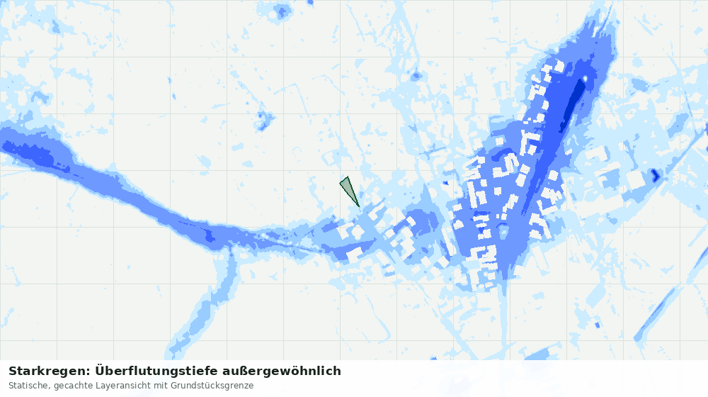 Statische Kartenansicht: Starkregen: Überflutungstiefe außergewöhnlich