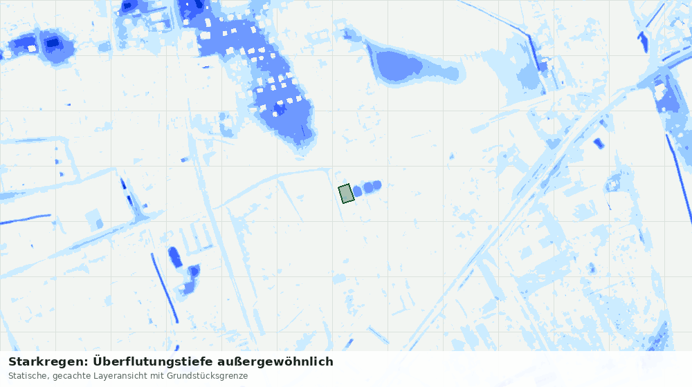 Statische Kartenansicht: Starkregen: Überflutungstiefe außergewöhnlich