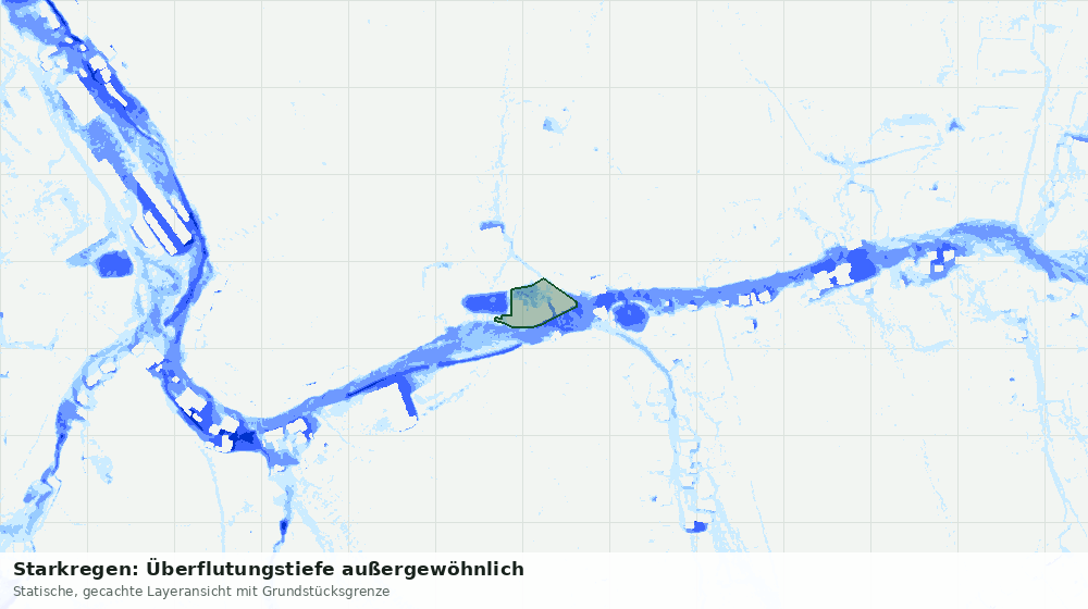 Statische Kartenansicht: Starkregen: Überflutungstiefe außergewöhnlich