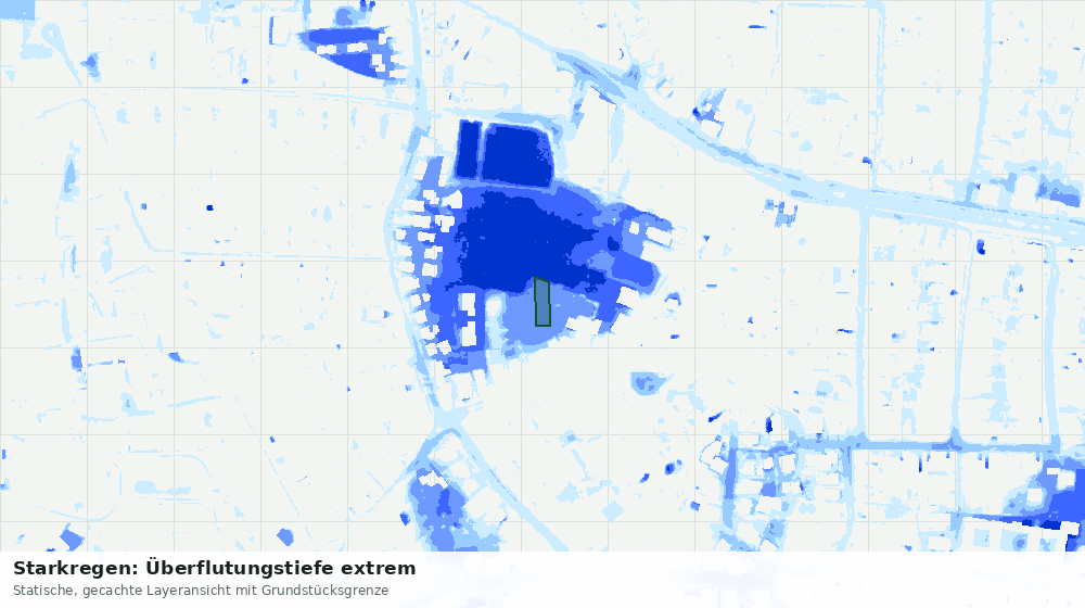 Statische Kartenansicht: Starkregen: Überflutungstiefe extrem