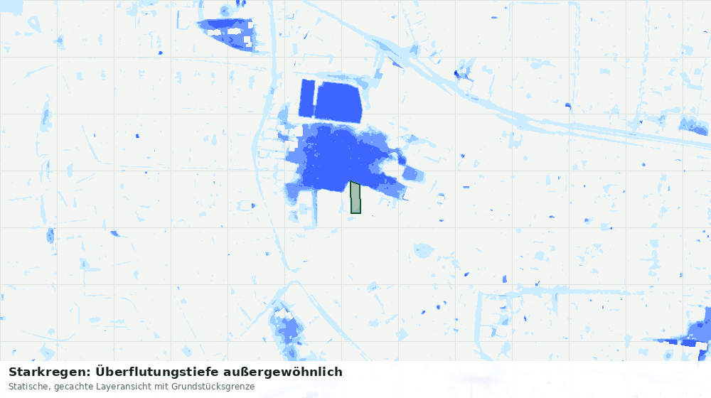 Statische Kartenansicht: Starkregen: Überflutungstiefe außergewöhnlich