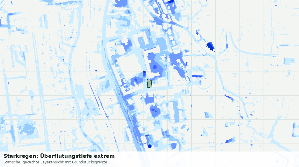Statische Kartenansicht: Starkregen: Überflutungstiefe extrem