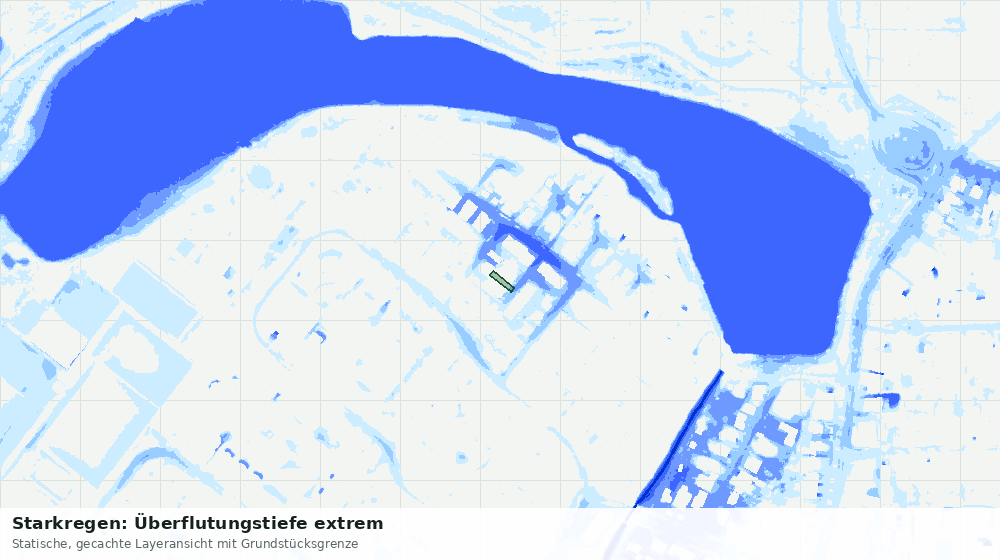 Statische Kartenansicht: Starkregen: Überflutungstiefe extrem