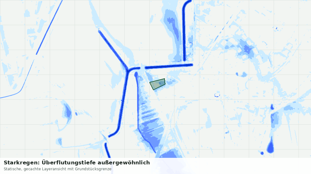 Statische Kartenansicht: Starkregen: Überflutungstiefe außergewöhnlich