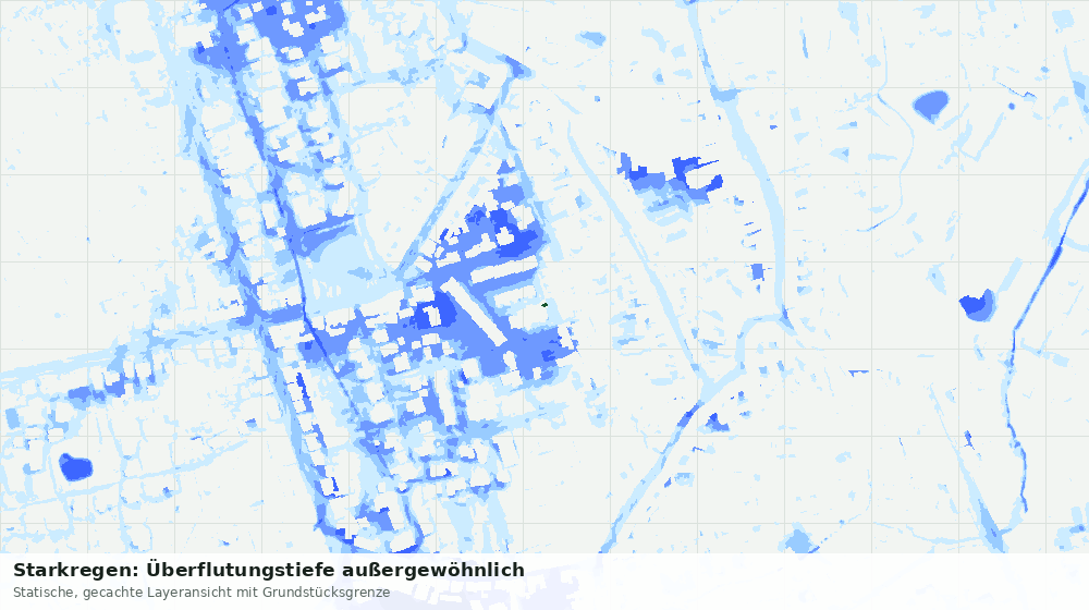 Statische Kartenansicht: Starkregen: Überflutungstiefe außergewöhnlich