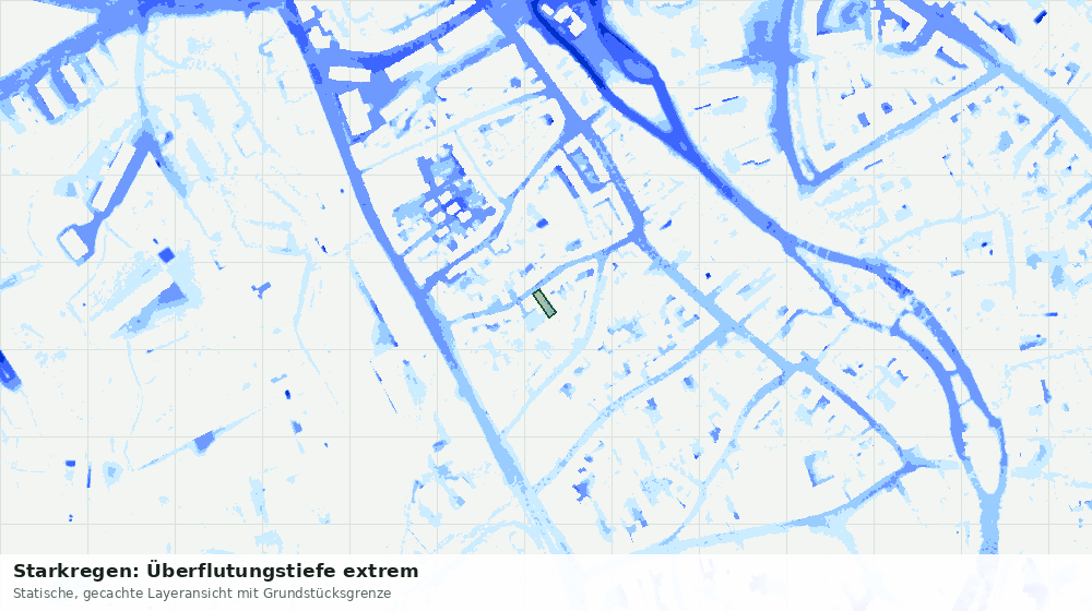 Statische Kartenansicht: Starkregen: Überflutungstiefe extrem