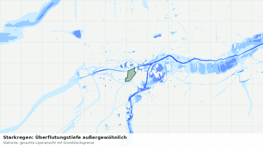 Statische Kartenansicht: Starkregen: Überflutungstiefe außergewöhnlich