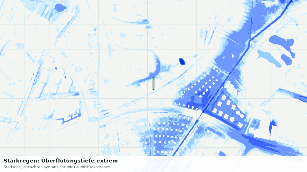Statische Kartenansicht: Starkregen: Überflutungstiefe extrem