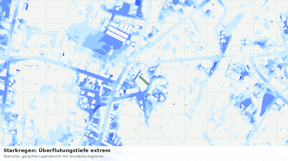 Statische Kartenansicht: Starkregen: Überflutungstiefe extrem