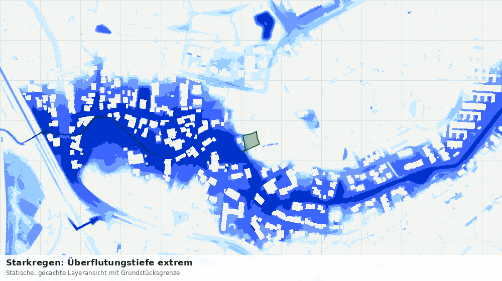 Statische Kartenansicht: Starkregen: Überflutungstiefe extrem
