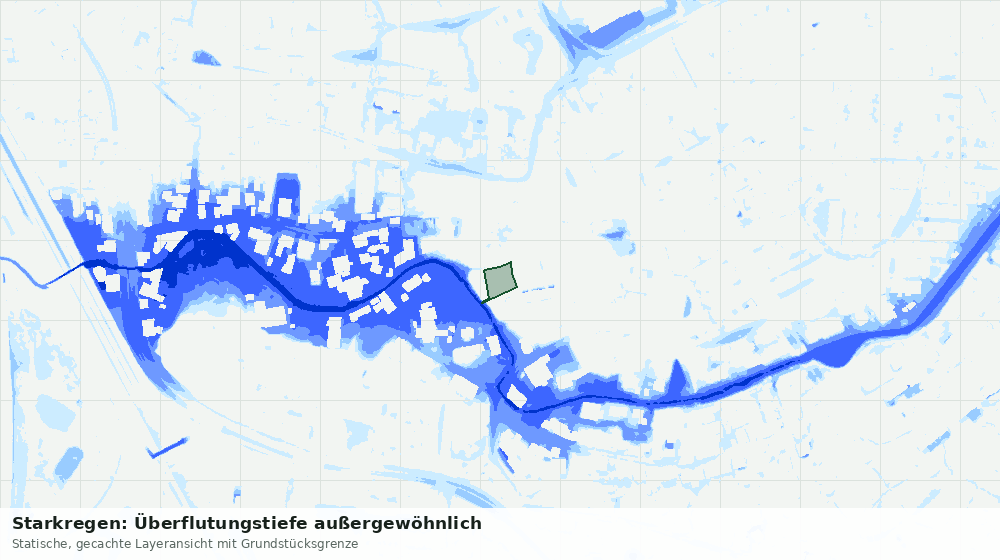 Statische Kartenansicht: Starkregen: Überflutungstiefe außergewöhnlich