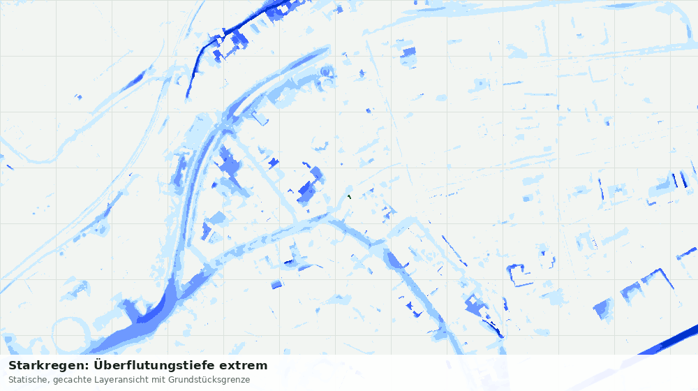 Statische Kartenansicht: Starkregen: Überflutungstiefe extrem