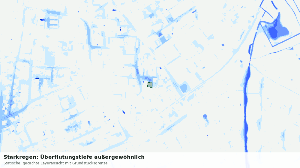 Statische Kartenansicht: Starkregen: Überflutungstiefe außergewöhnlich