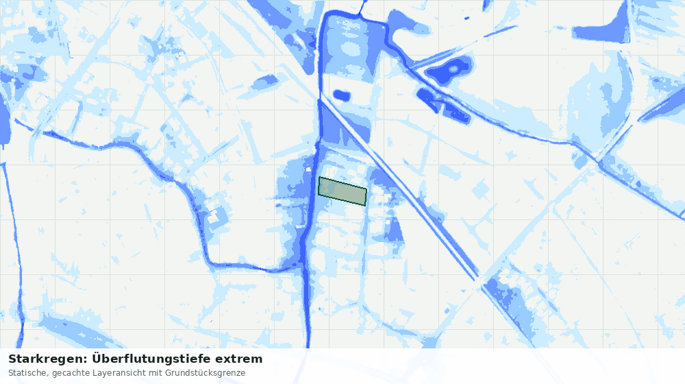Statische Kartenansicht: Starkregen: Überflutungstiefe extrem