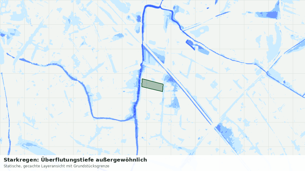 Statische Kartenansicht: Starkregen: Überflutungstiefe außergewöhnlich