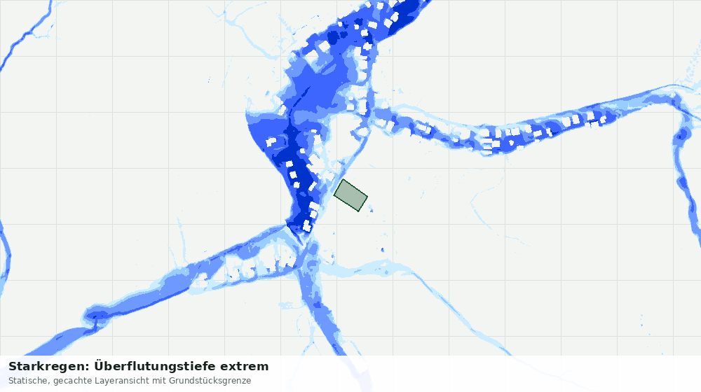 Statische Kartenansicht: Starkregen: Überflutungstiefe extrem