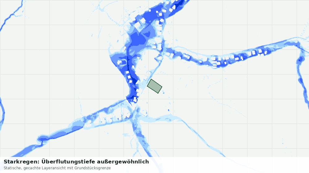 Statische Kartenansicht: Starkregen: Überflutungstiefe außergewöhnlich