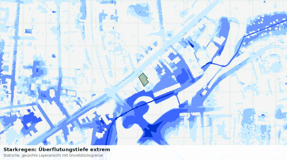 Statische Kartenansicht: Starkregen: Überflutungstiefe extrem