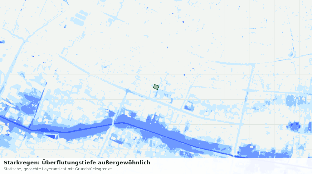 Statische Kartenansicht: Starkregen: Überflutungstiefe außergewöhnlich