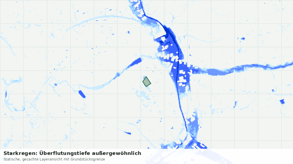 Statische Kartenansicht: Starkregen: Überflutungstiefe außergewöhnlich