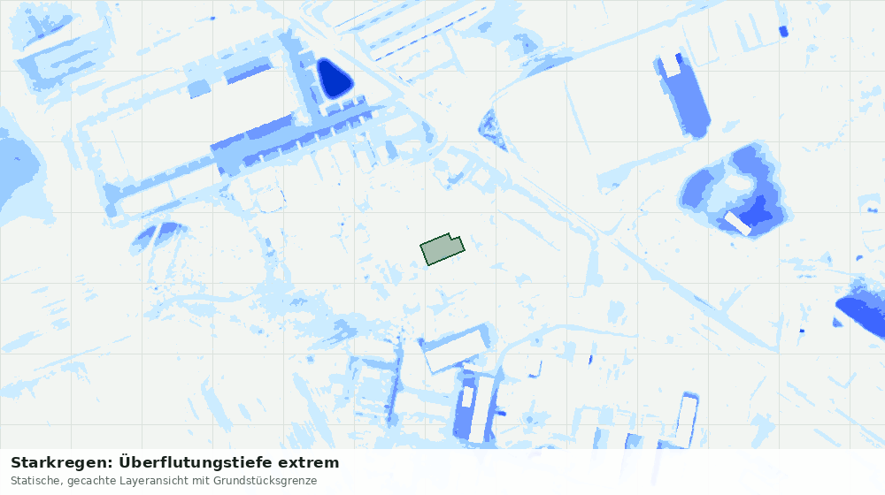 Statische Kartenansicht: Starkregen: Überflutungstiefe extrem