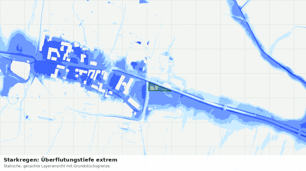 Statische Kartenansicht: Starkregen: Überflutungstiefe extrem