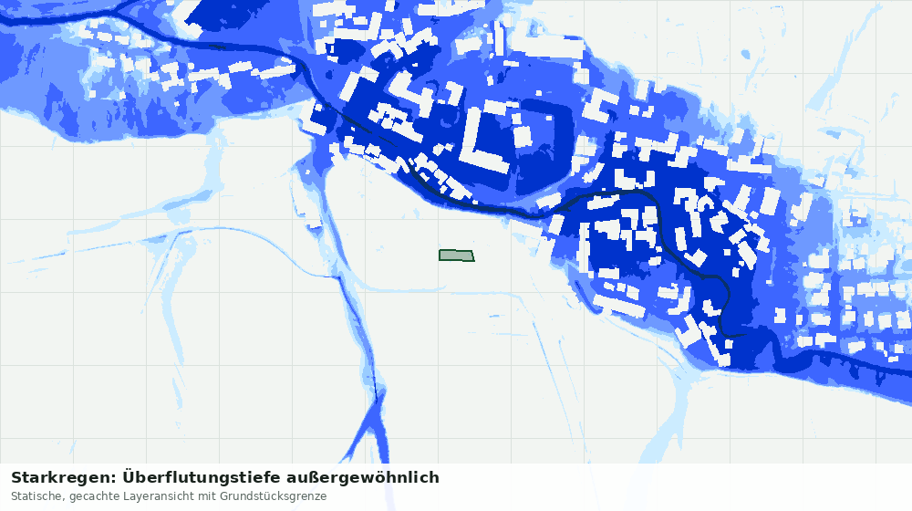 Statische Kartenansicht: Starkregen: Überflutungstiefe außergewöhnlich