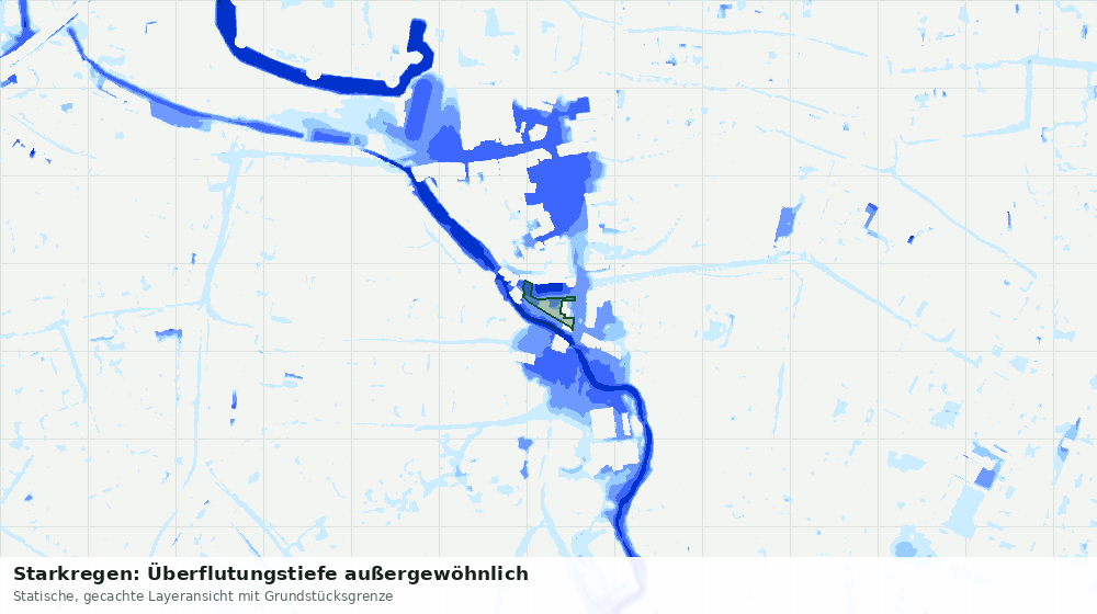 Statische Kartenansicht: Starkregen: Überflutungstiefe außergewöhnlich