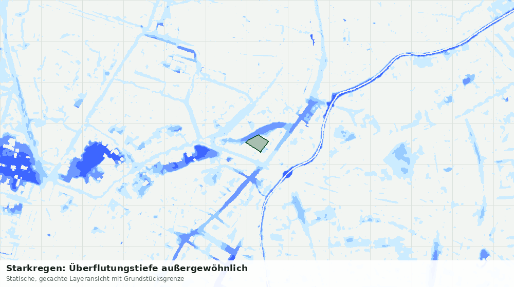 Statische Kartenansicht: Starkregen: Überflutungstiefe außergewöhnlich