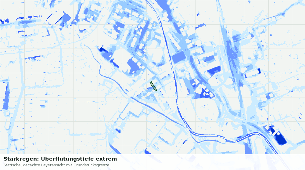 Statische Kartenansicht: Starkregen: Überflutungstiefe extrem
