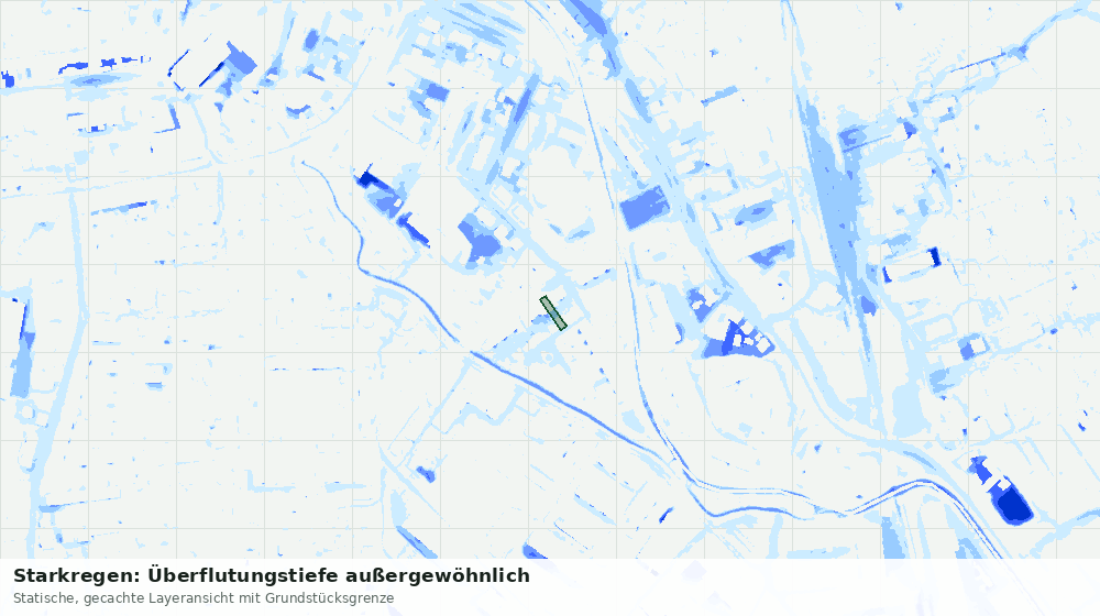 Statische Kartenansicht: Starkregen: Überflutungstiefe außergewöhnlich
