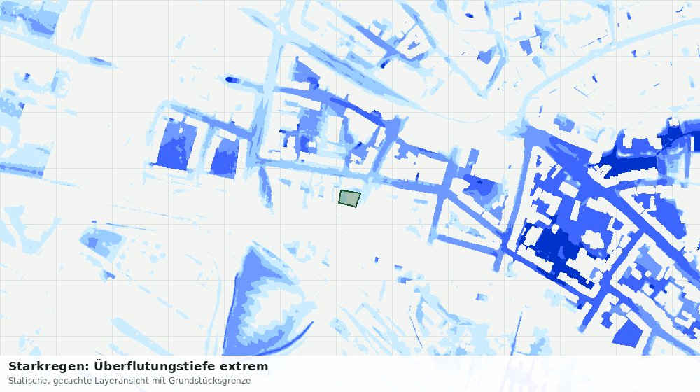 Statische Kartenansicht: Starkregen: Überflutungstiefe extrem