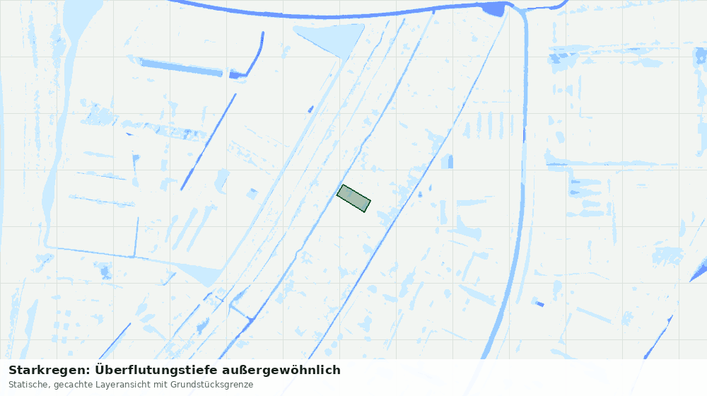 Statische Kartenansicht: Starkregen: Überflutungstiefe außergewöhnlich