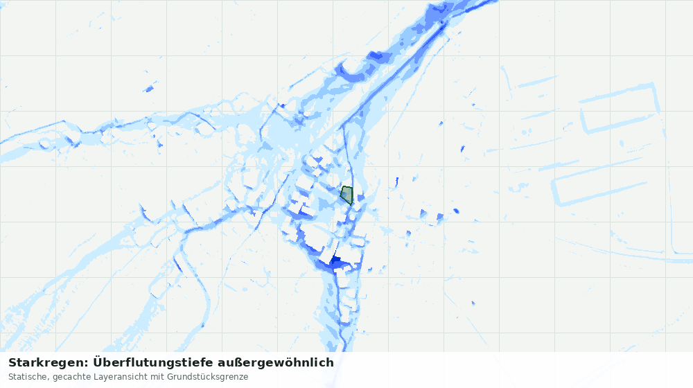 Statische Kartenansicht: Starkregen: Überflutungstiefe außergewöhnlich