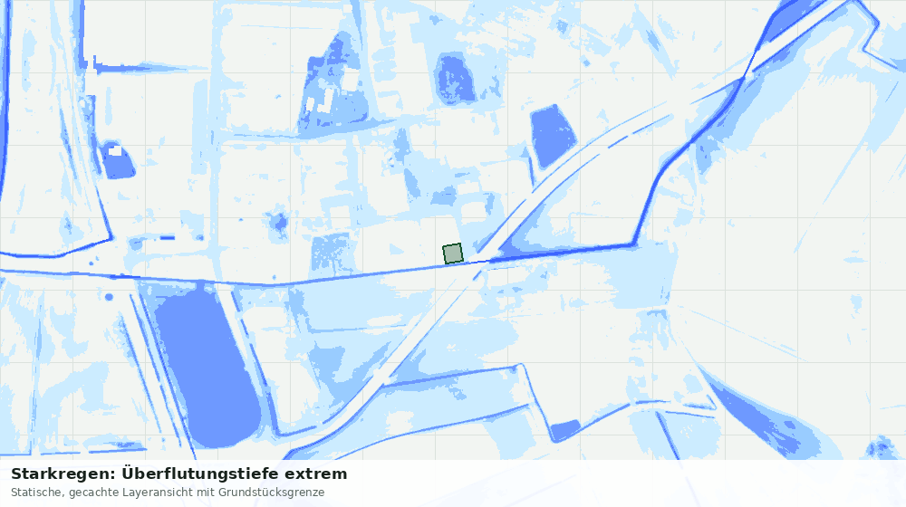 Statische Kartenansicht: Starkregen: Überflutungstiefe extrem