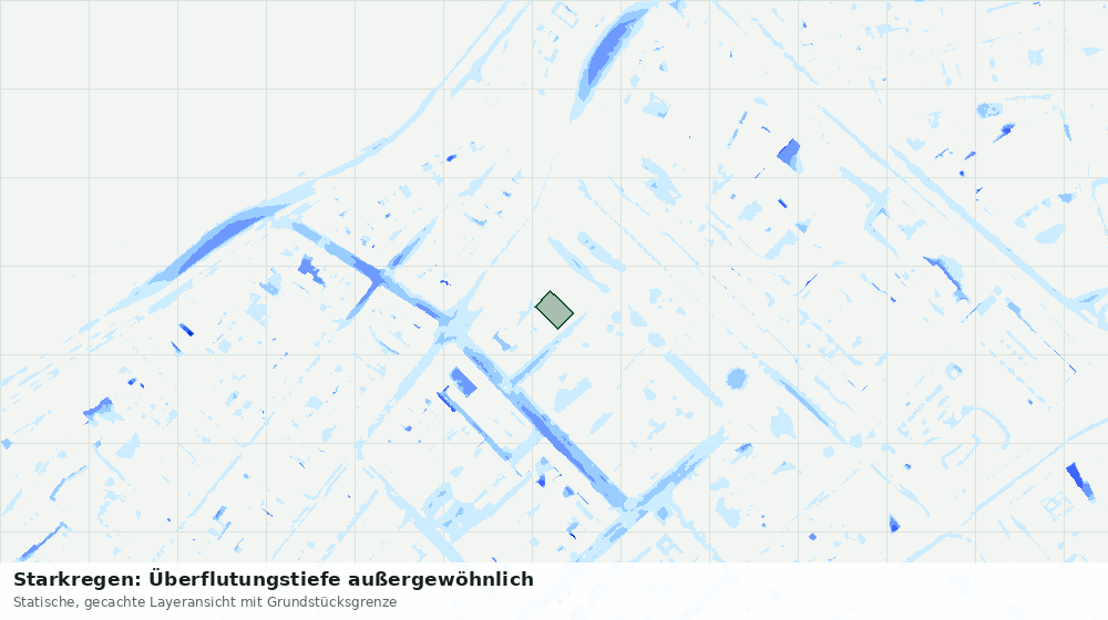 Statische Kartenansicht: Starkregen: Überflutungstiefe außergewöhnlich
