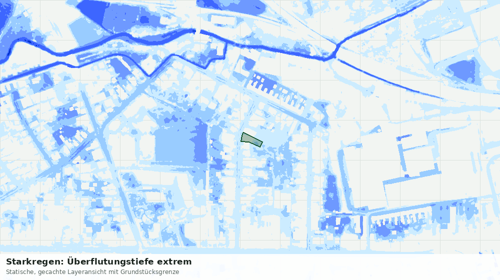 Statische Kartenansicht: Starkregen: Überflutungstiefe extrem