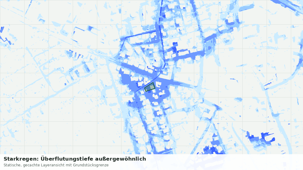 Statische Kartenansicht: Starkregen: Überflutungstiefe außergewöhnlich
