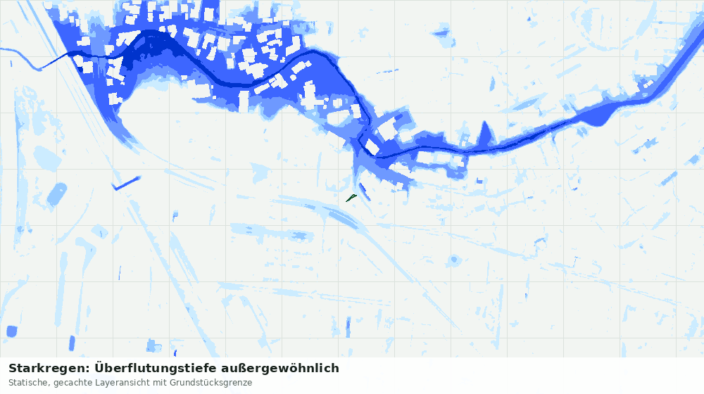 Statische Kartenansicht: Starkregen: Überflutungstiefe außergewöhnlich