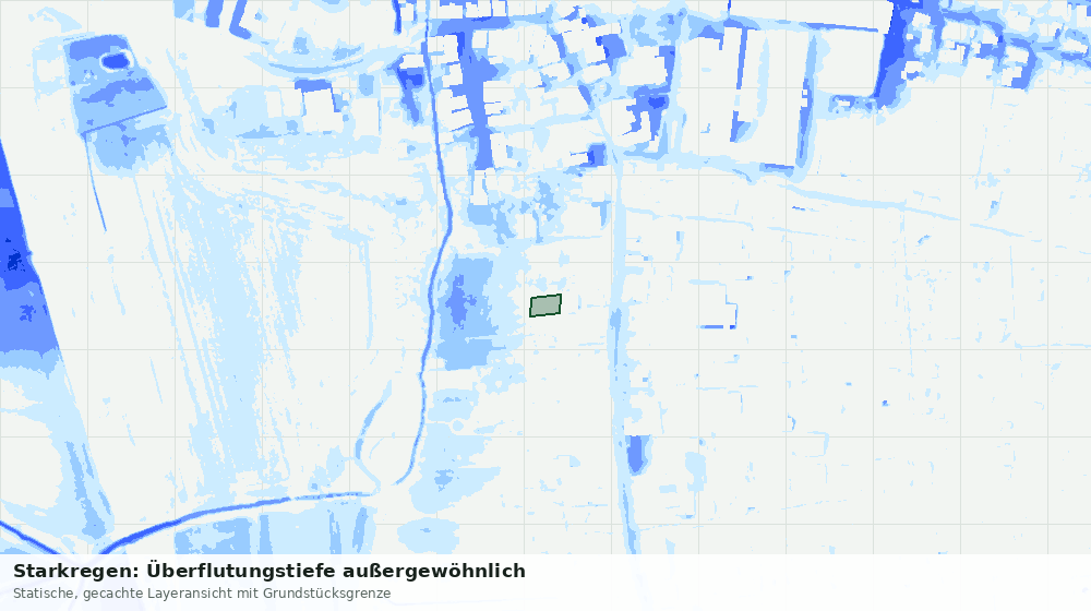 Statische Kartenansicht: Starkregen: Überflutungstiefe außergewöhnlich